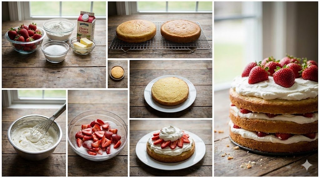 How to Make Strawberry Shortcake Cake in 6 Steps