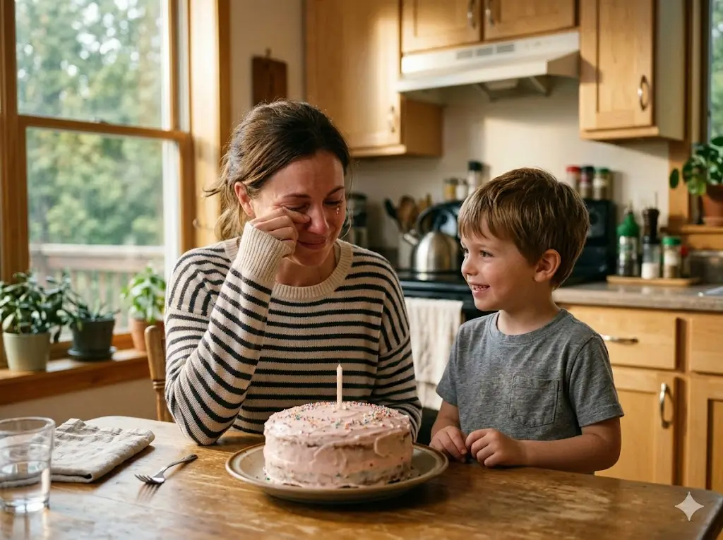 single mom crying birthday cake 2 Steps: The Ultimate Rescue Recipe